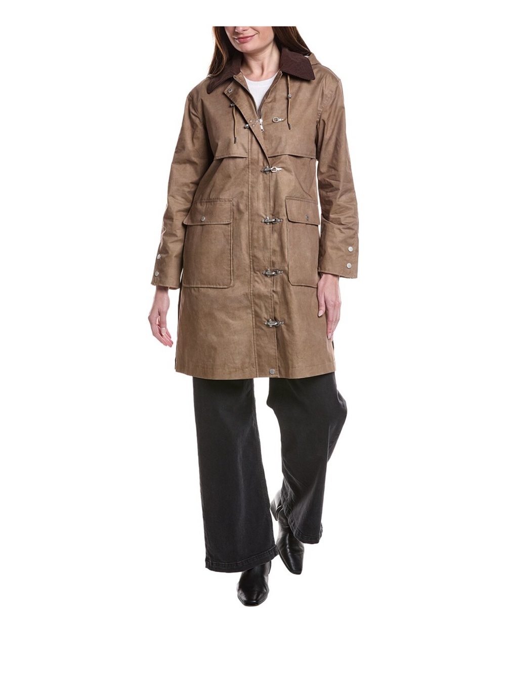 Avec Les Filles Hooded Midi Canvas Jacket